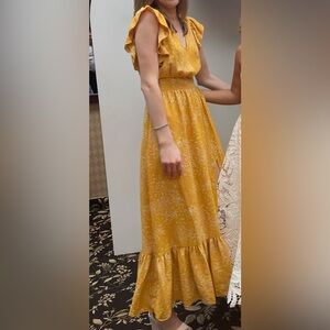 Yellow Ruffle Sleeve Maxi Dress